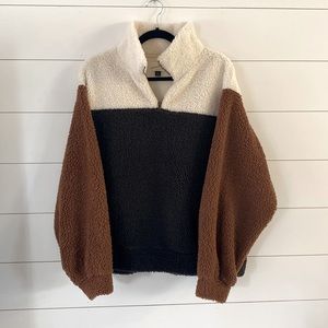 Color Block Sherpa Pullover